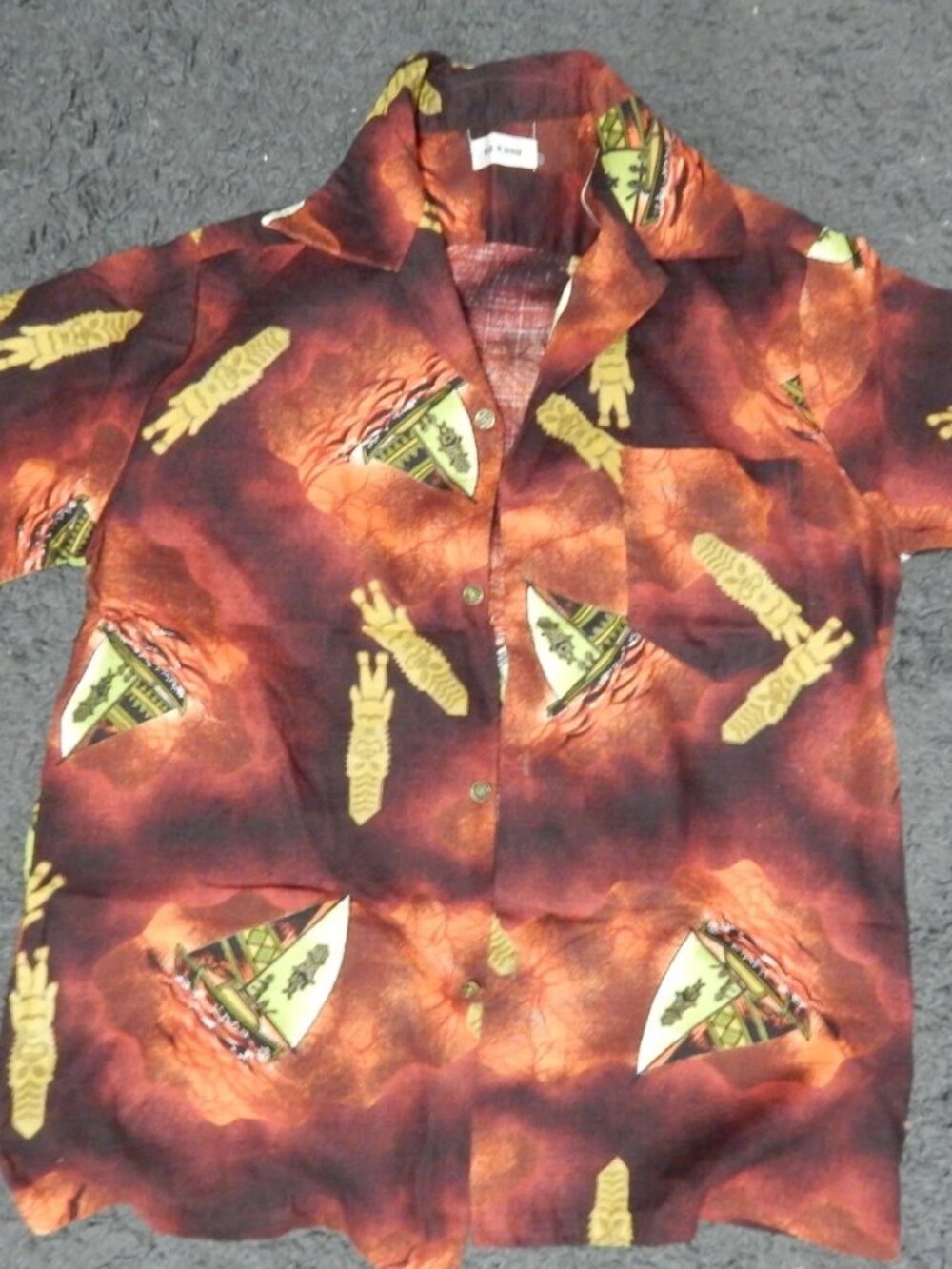 VINTAGE Shirt Mens Size XL Aloha Hawaiian Button Front Cruise luau TIKI Sailboat
